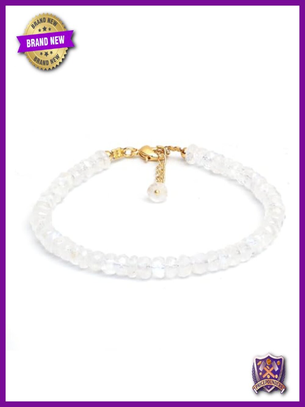 Natural Rainbow Moonstone Bracelet Gold Plated Adjustable Chain Lobster Clasp